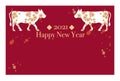 2021 New Year`s card template horizontal type -Zodiac cow design